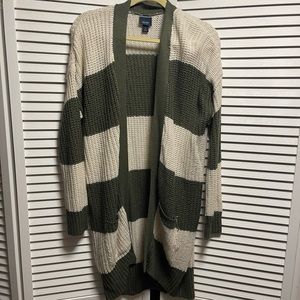 Daytrip Striped Olive and Cream Cardigan
